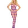 Strappy Bodystocking w/Open Crotch Purple QN