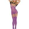 Halter Neck Suspender Bodystocking w/Cut Out Design Purple QN