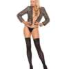 Opaque Thigh High w/Satin Bow Black O/S