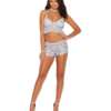 Xena Eyelash Lace Cami Top & Booty Shorts Baby Blue LG