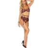 Eyelash Lace Bra, Garter Belt & G-String Merlot 1X