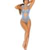 Mesh & Eyelash Lace Slip Gartered Teddy Baby Blue XL