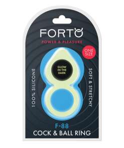 Forto F-88 Double Ring Liquid Silicone Cock Ring - Glow in the Dark