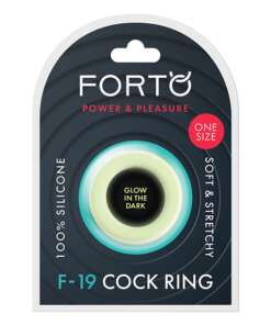 Forto F-19 Two Tone Liquid Silicone Cock Ring - Black/Glow in the Dark