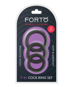 Forto F-61 Liquid 3 Piece Cock Ring Set - Black