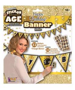 Create Your Own Happy Birthday Banner - Gold/Black