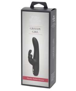 Fifty Shades of Grey Greedy Girl Rechargeable Slimline Rabbit Vibrator - Black