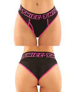 Vibes Buddy Pack Thicc Athletic Mesh Boy Brief & Lace Thong Black/Pnk S/M