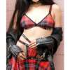 Vibes FUCK OFF  Bralette & Thong Plaid S/M