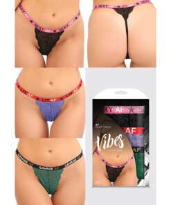 Vibes AF 3 Pack Thongs Assorted Colors O/S