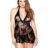Curve Stretch Lace Chemise & Matching G-String Black 3X/4X