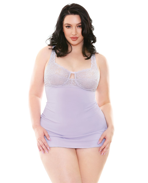 Curve Abigail Underwire Lace Chemise & G-String Lilac 3X/4X