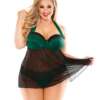 Curve Sonia Halter Tie Babydoll & Panty Green 1X/2X