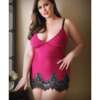 Curve Melanie Lace Trim Chemise & G-String Raspberry 1X/2X