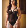Curve Pamela Caged Teddy w/Detachable Garters Black 3X/4X