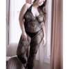 Sheer Good as Hell Halter Lace Footless Bodystocking Black QN