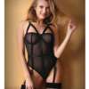 Tease Pamela Caged Teddy w/Detachable Garters Black M/L