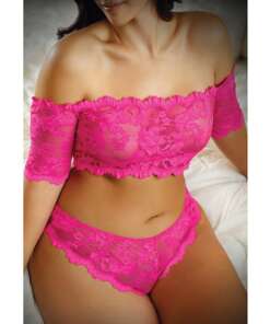 Vixen Hypnotized Lace Crop & Panty Ultra Pink QN