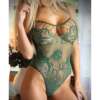 Vixen Green w/Envy Strappy Stretch Lace Teddy Evergreen XL