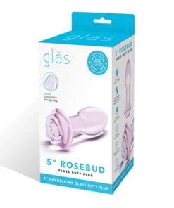 Glas 5" Rosebud Glass Butt Plug - Pink