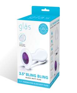 Glas 3.5" Bling Bling Glass Butt Plug - Clear