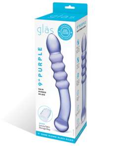 Glas Purple Rain Ribbed Glass Dildo