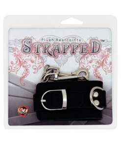 Strapped Plush Restraints Fur Lined Leather Cuffs - Black