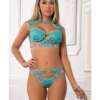 Cage Top & Matching Panty Aqua Neon O/S