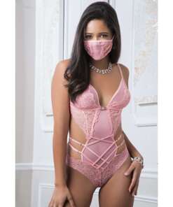 Lace Mask & Teddy Sweet Pink O/S