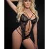Floral Sheer Plunge Teddy Blackout O/S