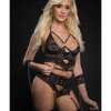 Lace Up Halter Bustier, Boyshort Garters & Stockings Blackout O/S