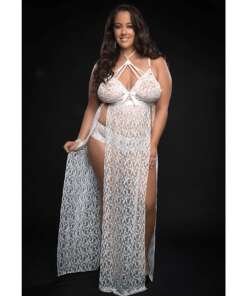 Lace Night Gown w/Lace Panty White QN