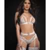Lace Bra, Cheeky Panty Garter & Stockings Lavish White O/S