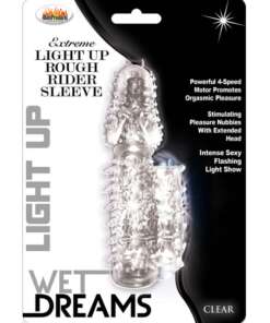 Wet Dreams Rough Rider Light Up Vibrating Sleeve - Clear