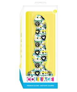 Collage Diamonds & Hearts Curvy Silicone Dildo