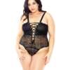Reversible Lace Teddy Black 3X