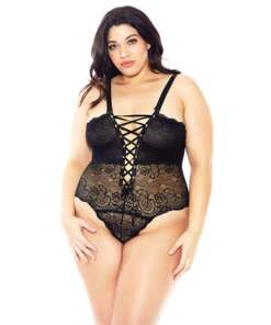 Reversible Lace Teddy Black 3X