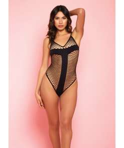 Moving Fast Fishnet Teddy Black O/S