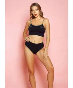 Toxic Traits Seamless Bra & Hipster Panties Black O/S