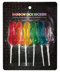 Rainbow Dick Suckers - Asst. Colors/Flavors Pack of 6