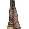Kix'ies Elle Fishnet Diamond Thigh High Black D