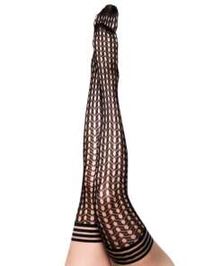 Kix'ies Mimi Dot Fishnet Polka Dot Thigh High Black B