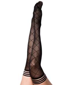Kix'ies Anna Sheer Diamond Thigh High Black A