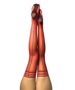Kix'ies Monica Sheer Cuban Heel w/Back Seam Thigh Highs Red B