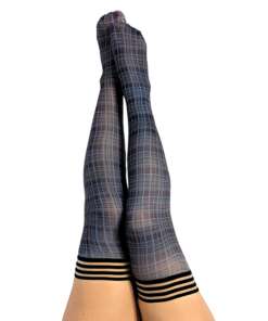Kix'ies Debbie Plaid Thigh Highs Blue D
