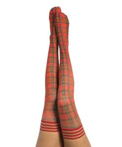Kix'ies Grace Plaid Thigh Highs Red B