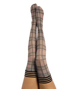 Kix'ies Lori Plaid Thigh Highs Tan A