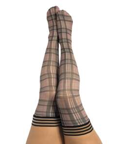 Kix'ies Lori Plaid Thigh Highs Tan C