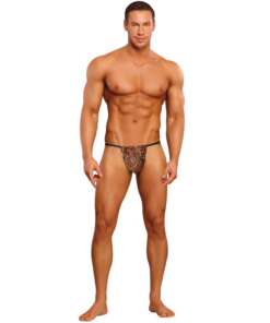 Male Power Posing Strap Thong Animal Print O/S