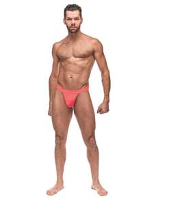 Semi Sheer Embossed Swirl Micro G-String V Coral L/XL